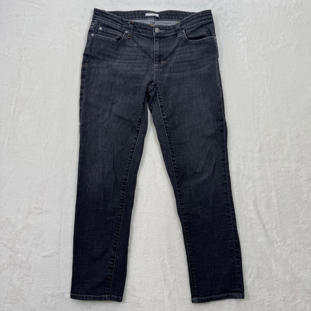 Eileen Fisher Jeans Womens 31 Charcoal Black Slim Leg Organic Cotton Stretch Mid